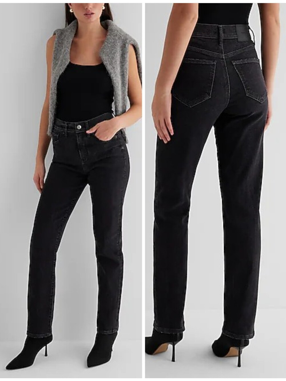 🖤 NWT EXPRESS High Waisted Black Modern Straight Jeans